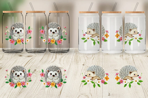 Glass Can Hedgehog Embroidery Sublimation artnoy 