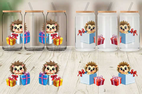 Glass Can Hedgehog Gift Sublimation artnoy 