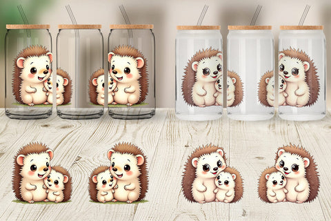Glass Can Hedgehog Mother's Day Sublimation artnoy 