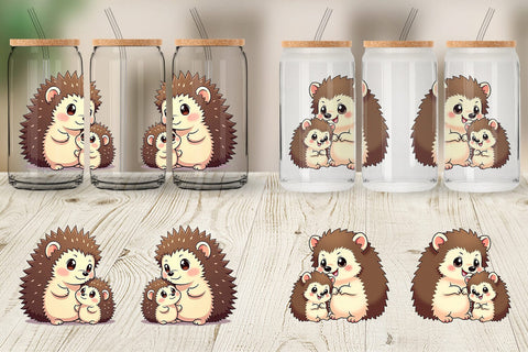 Glass Can Hedgehog Mother's Day Sublimation artnoy 