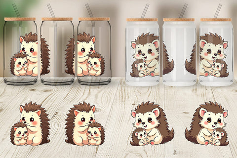 Glass Can Hedgehog Mother's Day Sublimation artnoy 