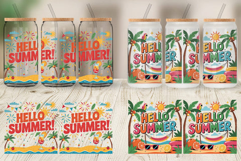 Glass Can Hello Summer Bundle Sublimation Sublimation artnoy 