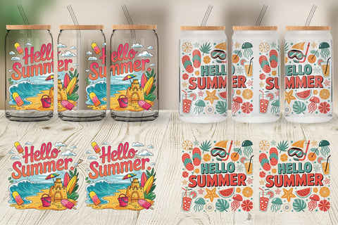 Glass Can Hello Summer Bundle Sublimation Sublimation artnoy 