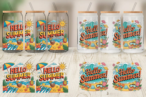 Glass Can Hello Summer Bundle Sublimation Sublimation artnoy 