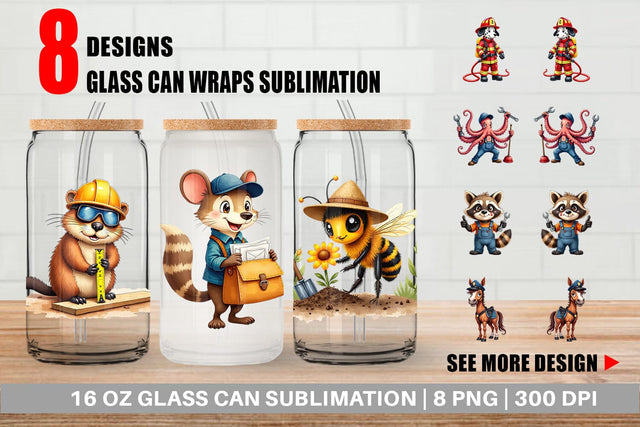 Glass Can Helpful Paws Skilled Trades & Services Animal Sublimation artnoy 