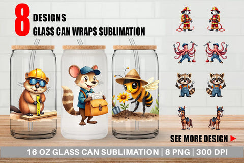 Glass Can Helpful Paws Skilled Trades & Services Animal Sublimation artnoy 