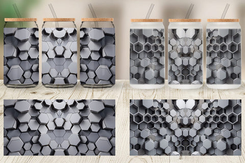 Glass Can Hexagonal Grid Sublimation artnoy 