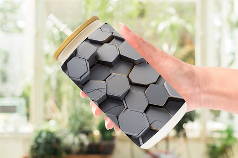 Glass Can Hexagonal Grid Sublimation artnoy 