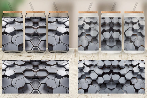 Glass Can Hexagonal Grid Sublimation artnoy 
