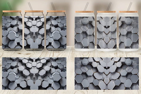 Glass Can Hexagonal Grid Sublimation artnoy 