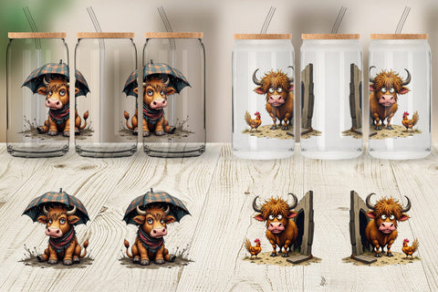 Glass Can Highland Moo Sublimation artnoy 