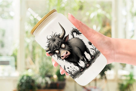 Glass Can Highland Moo Sublimation artnoy 