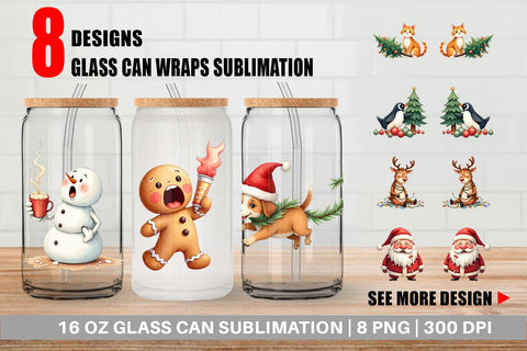 Glass Can Holiday Chaos Crew Sublimation artnoy 
