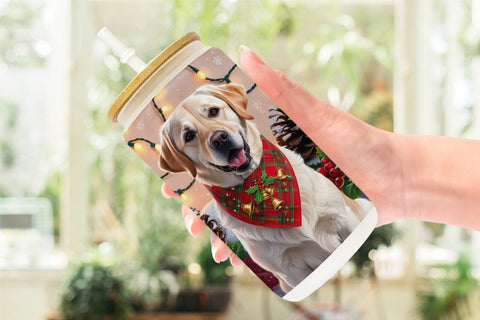Glass Can Holiday Dog Christmas Sublimation artnoy 