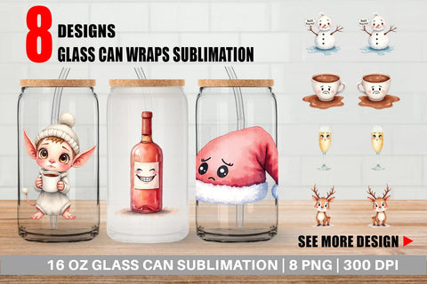 Glass Can Holiday Hangover Sublimation artnoy 