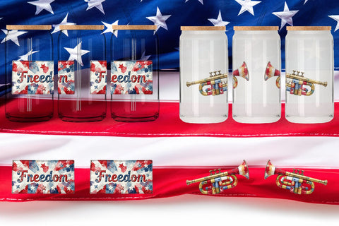Glass Can Holiday Parade Patchwork Watercolor Sublimation artnoy 