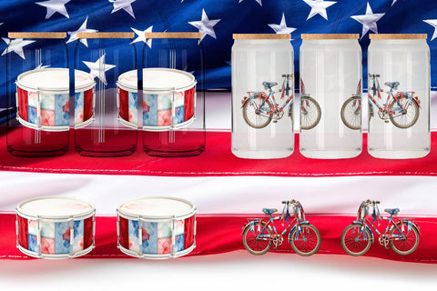 Glass Can Holiday Parade Patchwork Watercolor Sublimation artnoy 