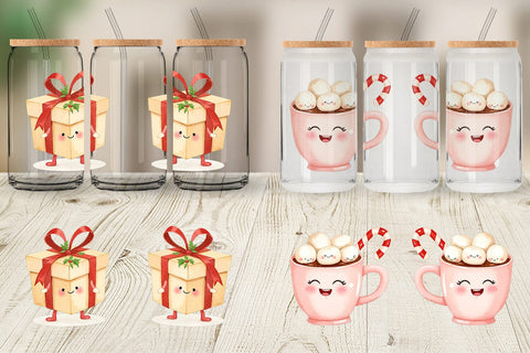 Glass Can Holiday Pastel Icons Sublimation artnoy 