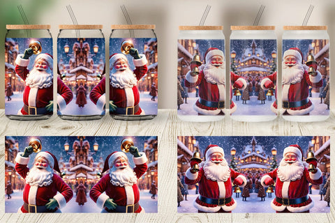Glass Can Holiday Santa Claus Sublimation artnoy 