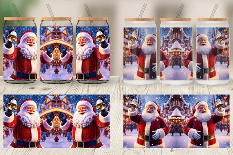 Glass Can Holiday Santa Claus Sublimation artnoy 