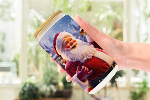 Glass Can Holiday Santa Claus Sublimation artnoy 