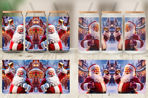Glass Can Holiday Santa Claus Sublimation artnoy 