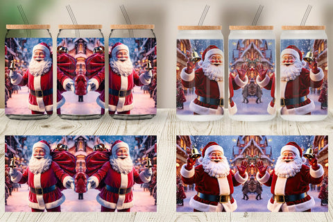 Glass Can Holiday Santa Claus Sublimation artnoy 