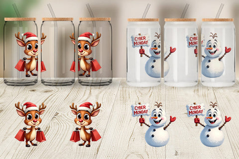 Glass Can Holiday Shoppers Sublimation artnoy 