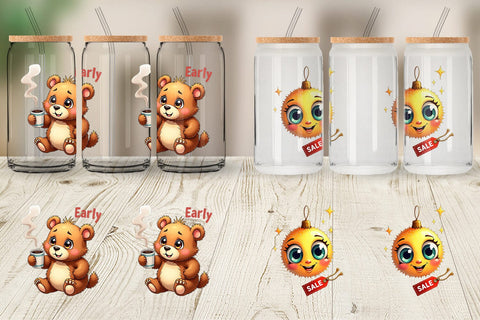 Glass Can Holiday Shoppers Sublimation artnoy 