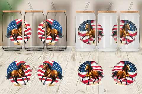 Glass Can Horse 4th of July Sublimation artnoy 