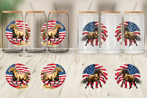 Glass Can Horse 4th of July Sublimation artnoy 