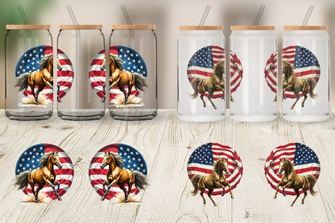 Glass Can Horse 4th of July Sublimation artnoy 