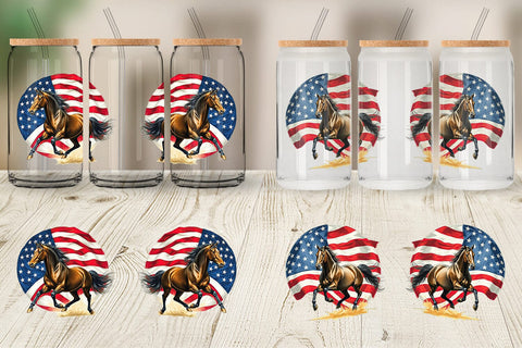 Glass Can Horse 4th of July Sublimation artnoy 