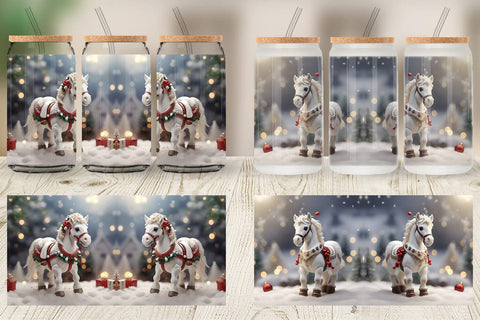 Glass Can Horse Christmas Sublimation artnoy 
