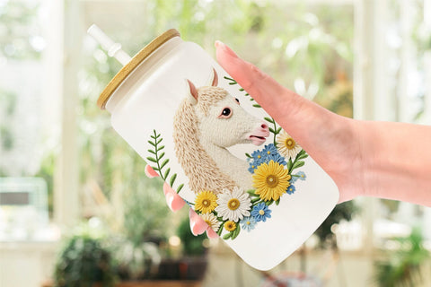 Glass Can Horse Embroidery Sublimation artnoy 