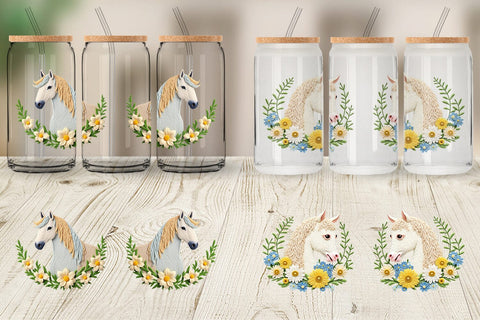 Glass Can Horse Embroidery Sublimation artnoy 