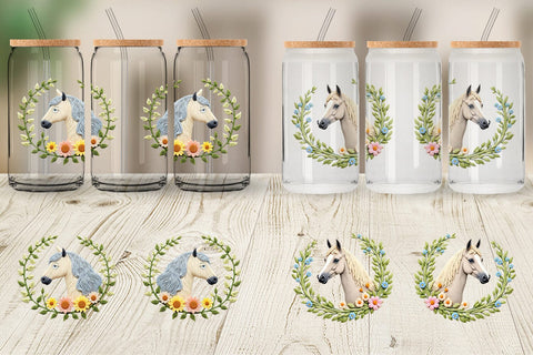 Glass Can Horse Embroidery Sublimation artnoy 