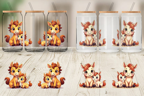 Glass Can Horse Mother's Day Sublimation artnoy 