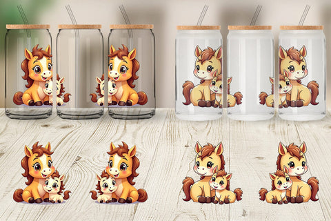 Glass Can Horse Mother's Day Sublimation artnoy 