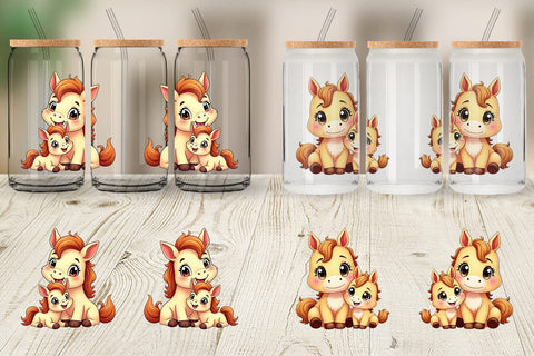 Glass Can Horse Mother's Day Sublimation artnoy 