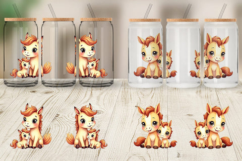 Glass Can Horse Mother's Day Sublimation artnoy 