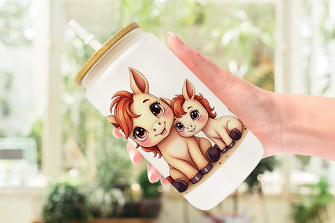 Glass Can Horse Mother's Day Sublimation artnoy 