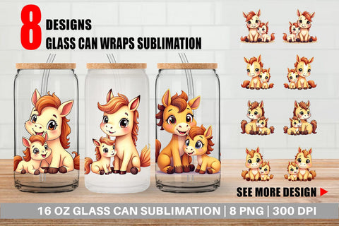 Glass Can Horse Mother's Day Sublimation artnoy 