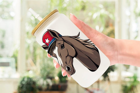 Glass Can Horse Patriotic Sublimation artnoy 