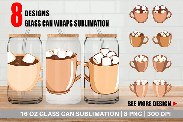 Glass Can Hot Chocolate Sublimation artnoy 