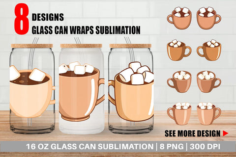 Glass Can Hot Chocolate Sublimation artnoy 