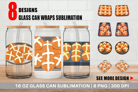 Glass Can Hot Cross Buns Sublimation artnoy 