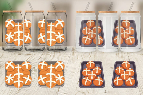 Glass Can Hot Cross Buns Sublimation artnoy 