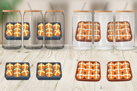 Glass Can Hot Cross Buns Sublimation artnoy 