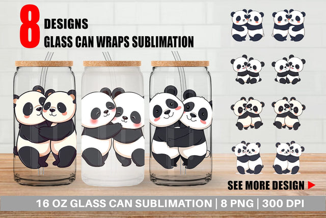 Glass Can Hugging Panda Sublimation artnoy 